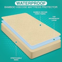 Utopia Bedding Premium Waterproof Mattress Protector Queen Size Viscose Made From Bamboo Mattress Cover Breathable Fitted Sty