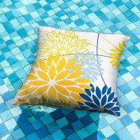 Yellow Blue Outdoor Pillow Cover 18X18 Inch Set Of 2 Outdoor Waterproof Summer Floral Yellow Decorative Pillow Case Decor For Co