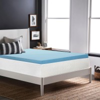 Treaton 2Inch Gel Memory Foam Mattress Topper Certipurus Certified For Superior Comfort And Support Twin Blue