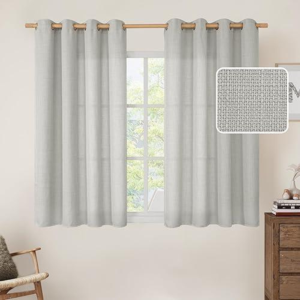 Lamit Linen Curtains For Bedroom Grommet Thick Linen Textured Privacy Drapes Light Filtering Burlap Curtains For Farmhouselivi