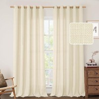 Lamit Natural Linen Curtains For Bedroom 84 Inch Faux Linen Textured Light Filtering Privacy Drapes Grommet Wide Panels For Far