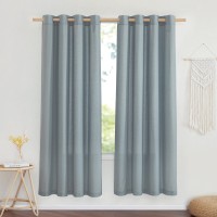 Nicetown Stone Blue Thick Linen Curtains For Bedroom Grommet Linen Blend Vintage Window Treatments Privacy Curtains That Let Li