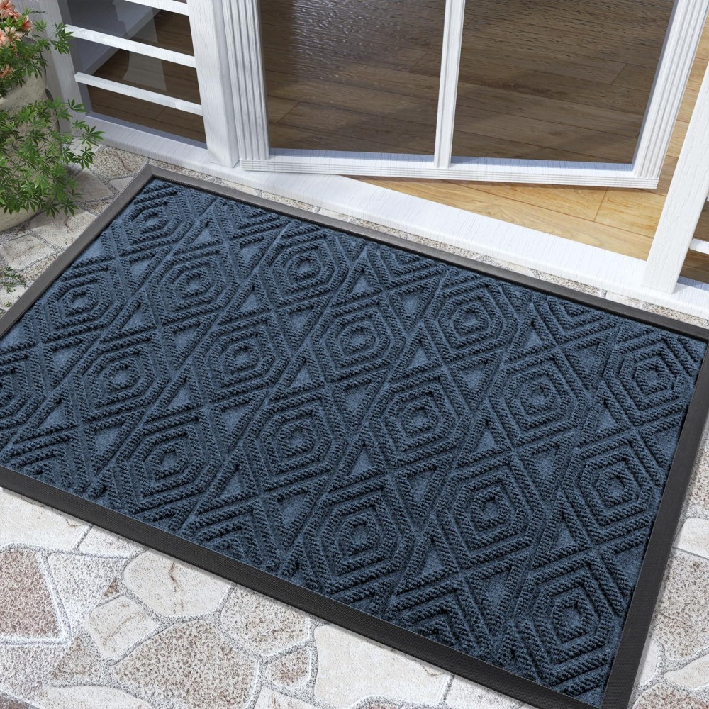 Yimobra Door Mat Outdoor Indoor Entrance Welcome Mat Heavy Entry Front Door Mat Stain Fade Resistant Low Profile Sturdy R