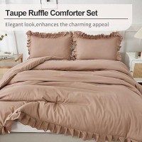 Andency Taupe King Comforter Set104X90Inch 3 Pieces1 Ruffle Comforter And 2 Pillowcases Lightweight And Fluffy Bedding Comf