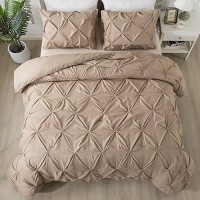 Andency Taupe Comforter Set Full 3 Pieces Pinch Pleat Bedding Comforters Sets Soft Lightweight All Season Bed Set For Kids