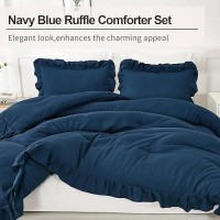 Andency Navy Blue Comforter Set King Size 3 Pieces Boho Lightweight All Season Solid Bedding Comforters Sets Double Women Me