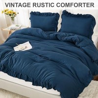 Andency Navy Blue Comforter Set King Size 3 Pieces Boho Lightweight All Season Solid Bedding Comforters Sets Double Women Me