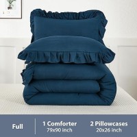 Andency Navy Blue Comforter Set King Size 3 Pieces Boho Lightweight All Season Solid Bedding Comforters Sets Double Women Me