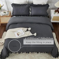 Andency Queen Comforter Set Dark Gray 3 Pieces Boho Lightweight Summer Solid Bedding Comforters Sets Double Women Men Grey R