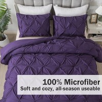 Andency Purple Comforter Set Queen Size 3 Pieces Pintuck Bedding Comforters For Queen Bed All Season Soft Lightweight Pinch Pl