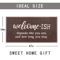 Jjuuyou Large Welcome Mats Front Doormat Indoor Outdoor Entryway With Anti Slip Rubber Back Funny Mat Welcomeish Depends Who Yo