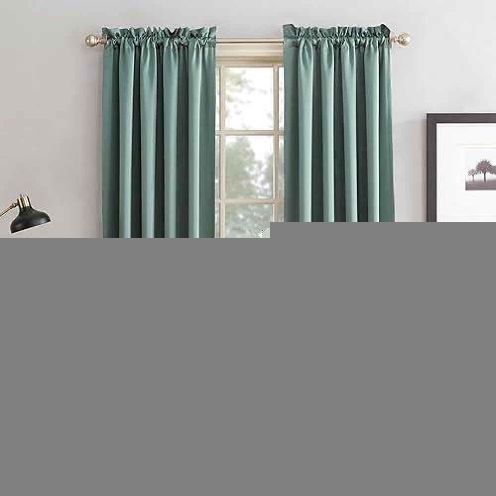 Sun Zero Barrow Energy Saving Rod Pocket Window Curtains 54 X 63 Mineral Green Set Of 2