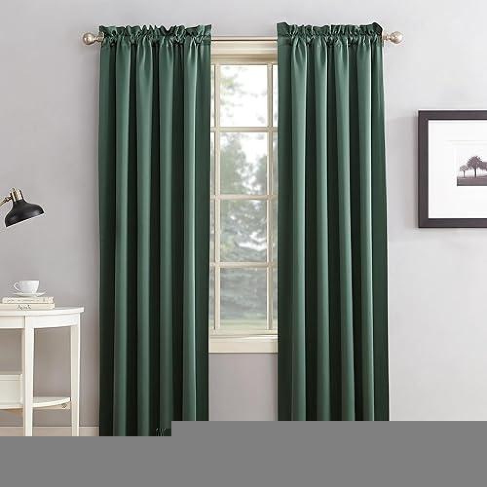 Sun Zero Barrow Energy Saving Rod Pocket Window Curtains 54 X 84 Everglade Green Set Of 2