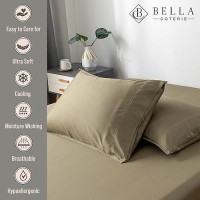 Bella Coterie Luxury Queen Pillowcase Set Organically Grown Viscose Made From Bamboo Ultra Soft Cooling 2 Pcs Olive