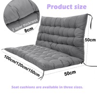 2 3 Seater Swing Replacement Cushions, Overstuffed Chair Seat Pad With Backrest, Soft Thicken 8Cm Indoor Loveseat Cushions With Nonslip Ties For Porch Home Furniture,150*100*8Cm,Dark Grey