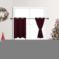 Jiuzhen Burgundy Blackout Curtains With Tiebacks Thermal Insulated Light Blocking And Noise Reducing Grommet Curtains For Bedro