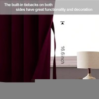 Jiuzhen Burgundy Blackout Curtains With Tiebacks Thermal Insulated Light Blocking And Noise Reducing Grommet Curtains For Bedro