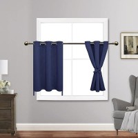 Jiuzhen Navy Blue Blackout Curtains With Tiebacks Thermal Insulated Light Blocking And Noise Reducing Grommet Curtains For Bedr