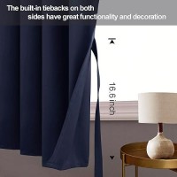 Jiuzhen Navy Blue Blackout Curtains With Tiebacks Thermal Insulated Light Blocking And Noise Reducing Grommet Curtains For Bedr