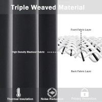 Jiuzhen Dark Grey Blackout Curtains With Tiebacks Thermal Insulated Light Blocking And Noise Reducing Grommet Curtains For Bedr