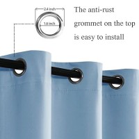 Jiuzhen Light Blue Blackout Curtains With Tiebacks Thermal Insulated Light Blocking And Noise Reducing Grommet Curtains For And