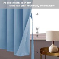 Jiuzhen Light Blue Blackout Curtains With Tiebacks Thermal Insulated Light Blocking And Noise Reducing Grommet Curtains For And