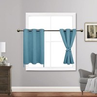 Jiuzhen Turquoise Blackout Curtains With Tiebacks Thermal Insulated Light Blocking And Noise Reducing Grommet Curtains For Bedr