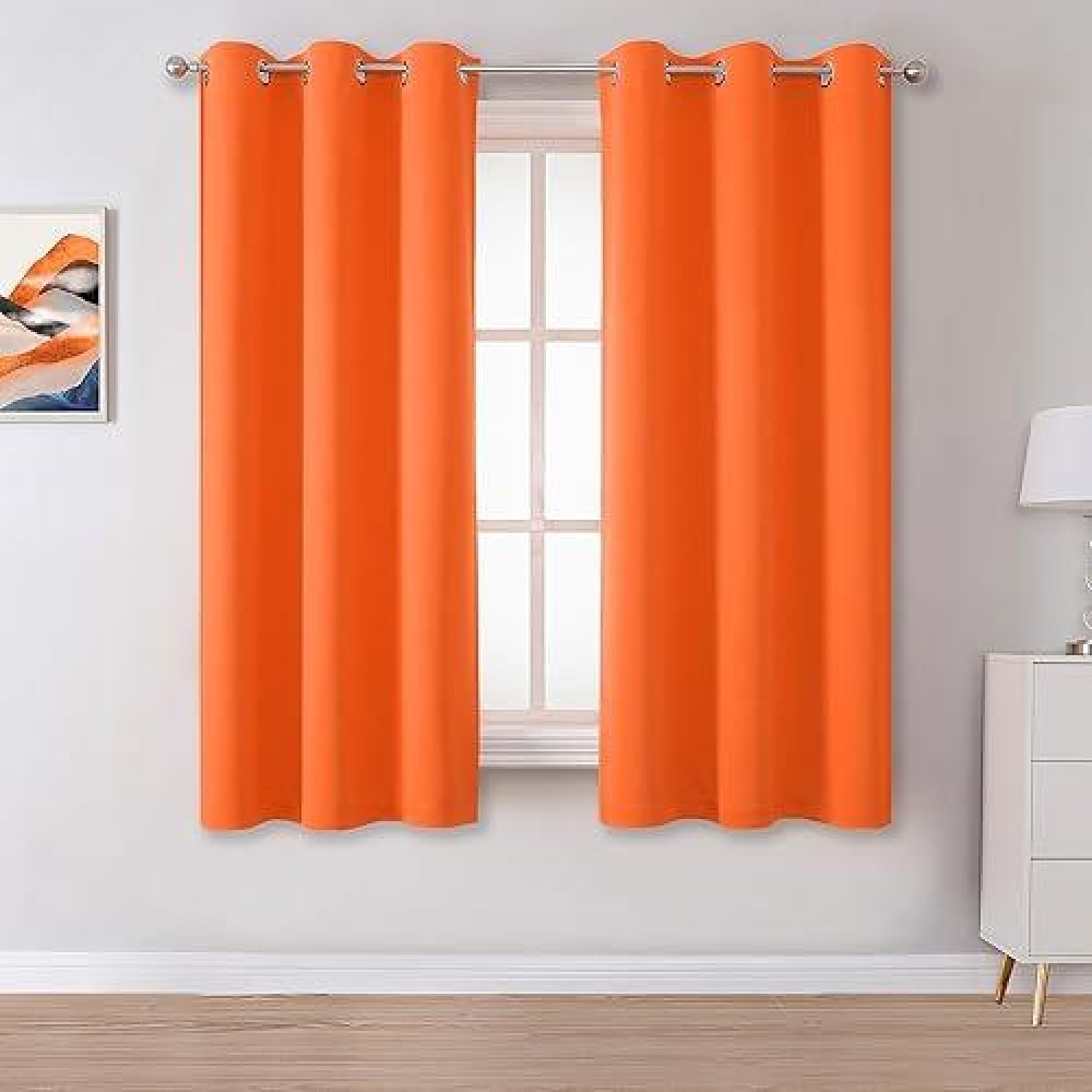 Dualife Orange Curtains 72 Inch Length 2 Panels Fall Color Room Darkening Thermal Insulated Blackout Curtains For Living Room W34 X L72 Inch Grommet Top