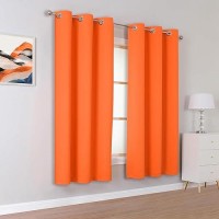 Dualife Orange Curtains 72 Inch Length 2 Panels Fall Color Room Darkening Thermal Insulated Blackout Curtains For Living Room W34 X L72 Inch Grommet Top