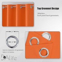 Dualife Orange Curtains 72 Inch Length 2 Panels Fall Color Room Darkening Thermal Insulated Blackout Curtains For Living Room W34 X L72 Inch Grommet Top