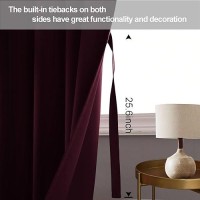 Jiuzhen Burgundy Blackout Curtains With Tiebacks Thermal Insulated Light Blocking And Noise Reducing Grommet Curtains For Bedro