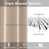 Jiuzhen Beige Blackout Curtains With Tiebacks Light Blocking And Noise Reducing Grommet Curtains For Bedroom And Living Room