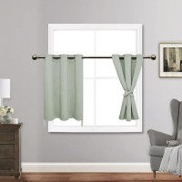 Jiuzhen Light Green Blackout Curtains With Tiebacks Thermal Insulated Light Blocking And Noise Reducing Grommet Curtains For An