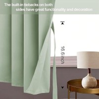 Jiuzhen Light Green Blackout Curtains With Tiebacks Thermal Insulated Light Blocking And Noise Reducing Grommet Curtains For An