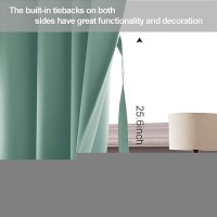 Jiuzhen Light Sage Blackout Curtains With Tiebacks Thermal Insulated Light Blocking And Noise Reducing Grommet Curtains For And