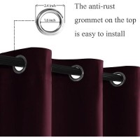 Jiuzhen Burgundy Blackout Curtains With Tiebacks Thermal Insulated Light Blocking And Noise Reducing Grommet Curtains For Bedro