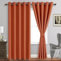 Jiuzhen Caramel Blackout Curtains With Tiebacks Thermal Insulated Light Blocking And Noise Reducing Grommet Curtains For Bedroo