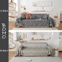 Handontime Black White Boho Sofa Cover Geometric Farmhouse Tassel Couch Covers Boho Living Room D Cor Dog Sofa Covers For Slipc