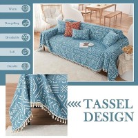 Handontime Turquoise Couch Protector For Dogs Boho Tassel Blue Couch Cover Farmhouse Sofa Covers Aztec Tribal Couch Covers For 3