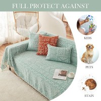 Handontime Farmhouse Couch Cover Tassel Light Green Sofa Covers For Dogs Boho D Cor Geometric Aztec Couch Cushion Cover Sofa Pr