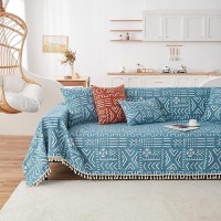 Handontime Turquoise Couch Protector For Dogs Boho Tassel Blue Couch Cover Farmhouse Sofa Covers Aztec Tribal Couch Covers For 3