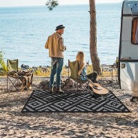 Genimo Outdoor Rugs 3X5 Waterproof Reversible Mats Outdoor Area Rug Plastic Outside Carpet Eeometric Rv Mat For Patio Campin