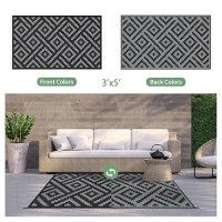 Genimo Outdoor Rugs 3X5 Waterproof Reversible Mats Outdoor Area Rug Plastic Outside Carpet Eeometric Rv Mat For Patio Campin