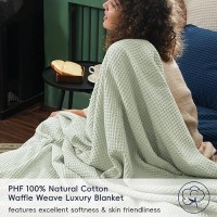 Phf 100 Cotton Waffle Weave Throw Blanket 50 X 60Lightweight Washed Soft Breathable Blanket For Adults And Kidsgreat Blan