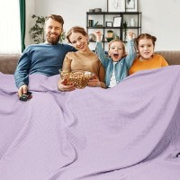 Phf 100 Cotton Waffle Weave Blanket Oversized King Size 120X 120 Washed Soft Lightweight Breathable Oversize Huge Blanket