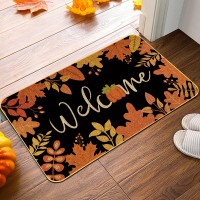 Jykcul Fall Welcome Doormat Fall Maple Leaves Decorative Doot Mat Indoor Outdoor Entrance Rubber Mat Nonslip Lowprofile Thanks