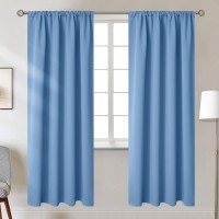 Bgment Rod Pocket Blackout Curtains For Bedroom Thermal Insulated Room Darkening Curtain For Living Room Denim Blue 42 X 72