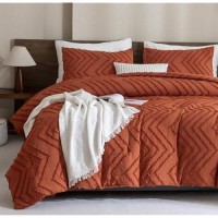 Andency Burnt Orange King Size Comforter Boho Terracotta Soft Warm Bedding Comforter Sets For King Bed 3 Pieces Rust Chevron T