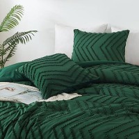 Andency Emerald Green Comforter King Size Boho Dark Green Soft Warm Bedding Comforter Sets For King Bed 3 Pieces Forest Green