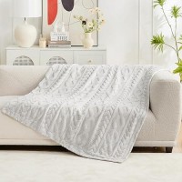 Cozy Bliss Faux Fur Throw Blanket For Couch Jacquard Fuzzy Plush Soft Thick Winter Throw Blanket For Sofa Bed Living Room Bedro